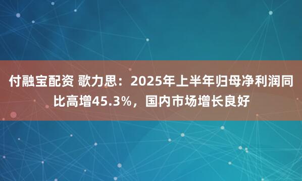 付融宝配资 歌力思：2025年上半年归母净利润同比高增45.3%，国内市场增长良好